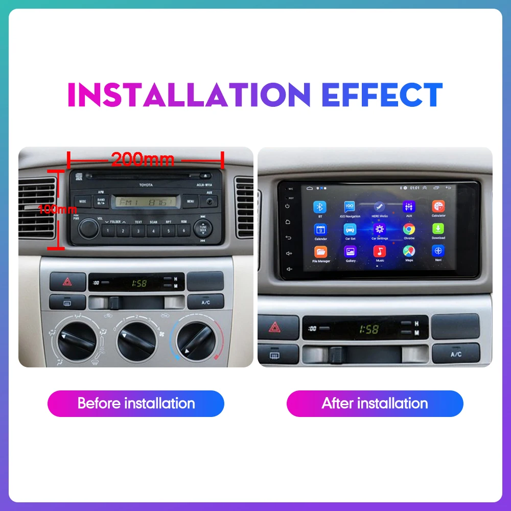 2 Din 2.5D Screen Android Universal Car Radio Multimedia Video Player Stereo For Toyota CAMRY CROWN COROLLA RAV4 HIACE Carplay