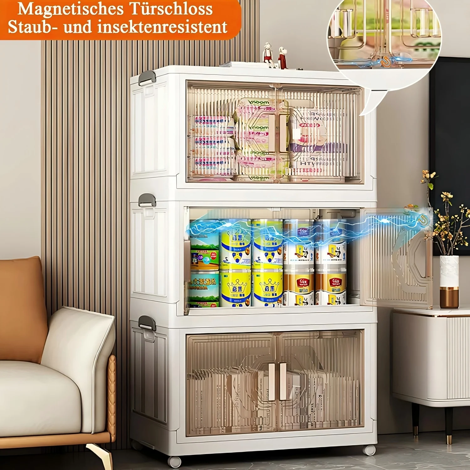 SAEIV Transparenter faltbarer Aufbewahrungsschrank, faltbares Aufbewahrungsregal, mobiler Kleiderschrank, Kleideraufbewahrungsbox, kostenlose Montage – Detail 6