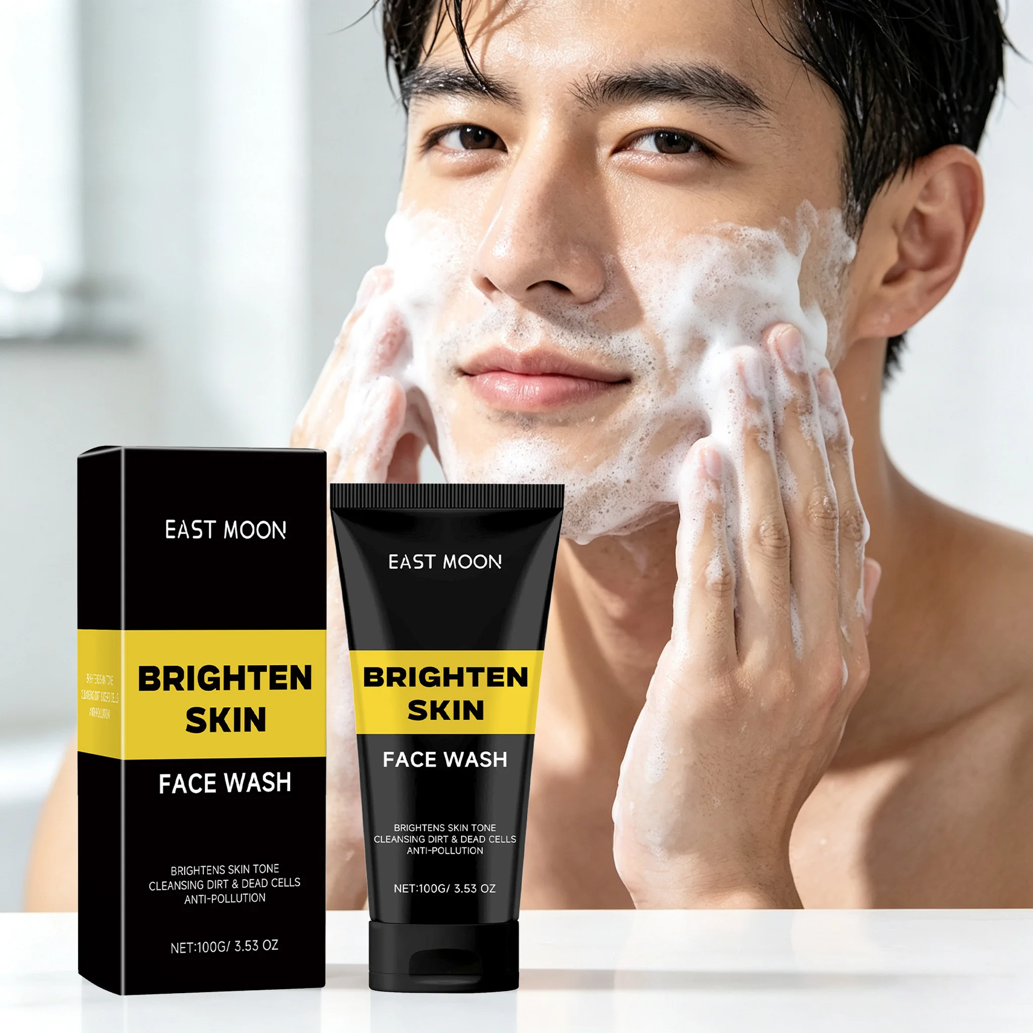 100G Men Face Wash Gel Gentle Moisturizing Rich Bubble Cleaning Pores Oil Control Non-tight Smoothing Natural Fragrance Refreshing Soothing Facial Cleaner
