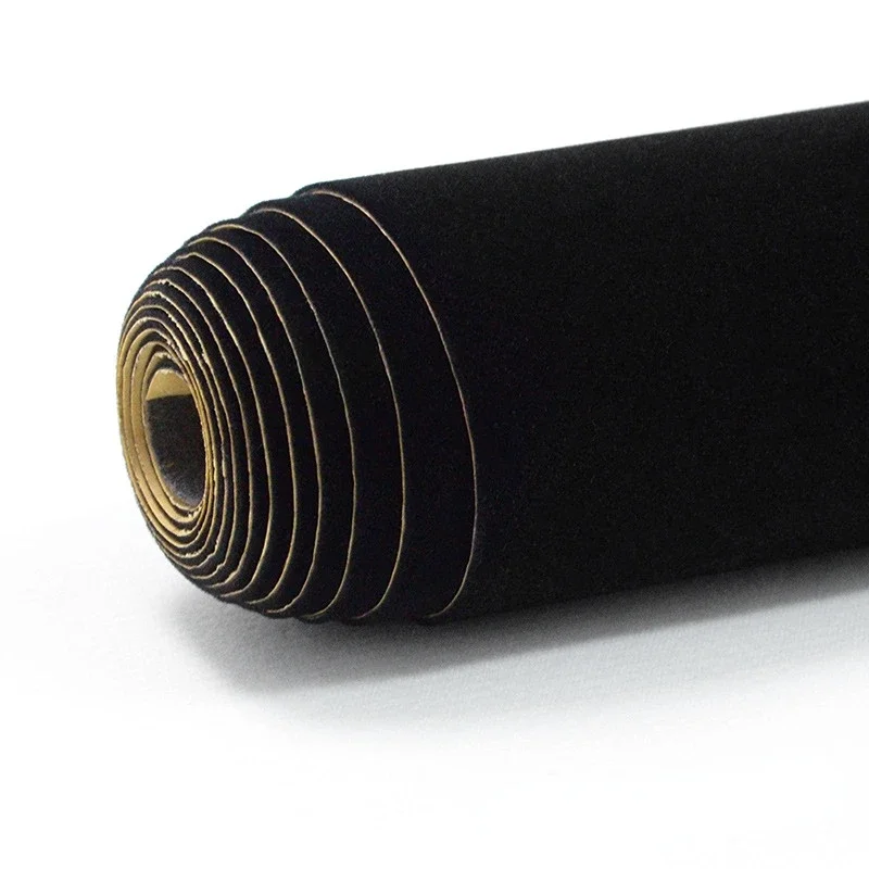 30 cm/45 cm Breedte Zwarte Kleur Zelfklevende Fluwelen Stof Massaal Liner Roll voor Sieraden Ambachten Decal interieur Decoratie 0.5mm - afbeelding 2
