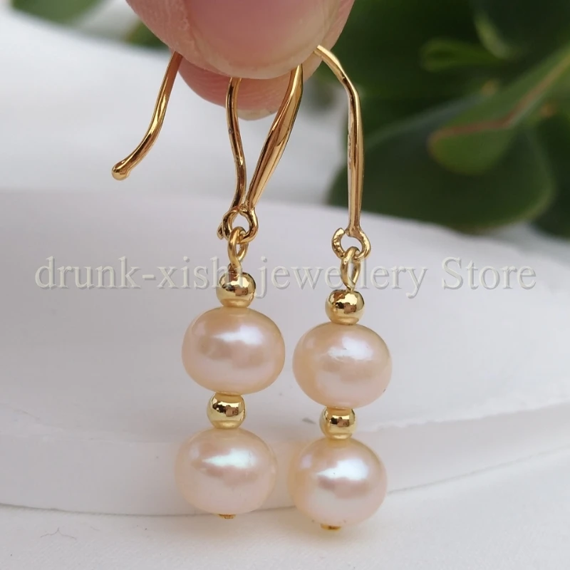 We specialize in pearl jewelry.Gleaming Akoya Pink Classic Pearl Dangle Drop Earrings Hook