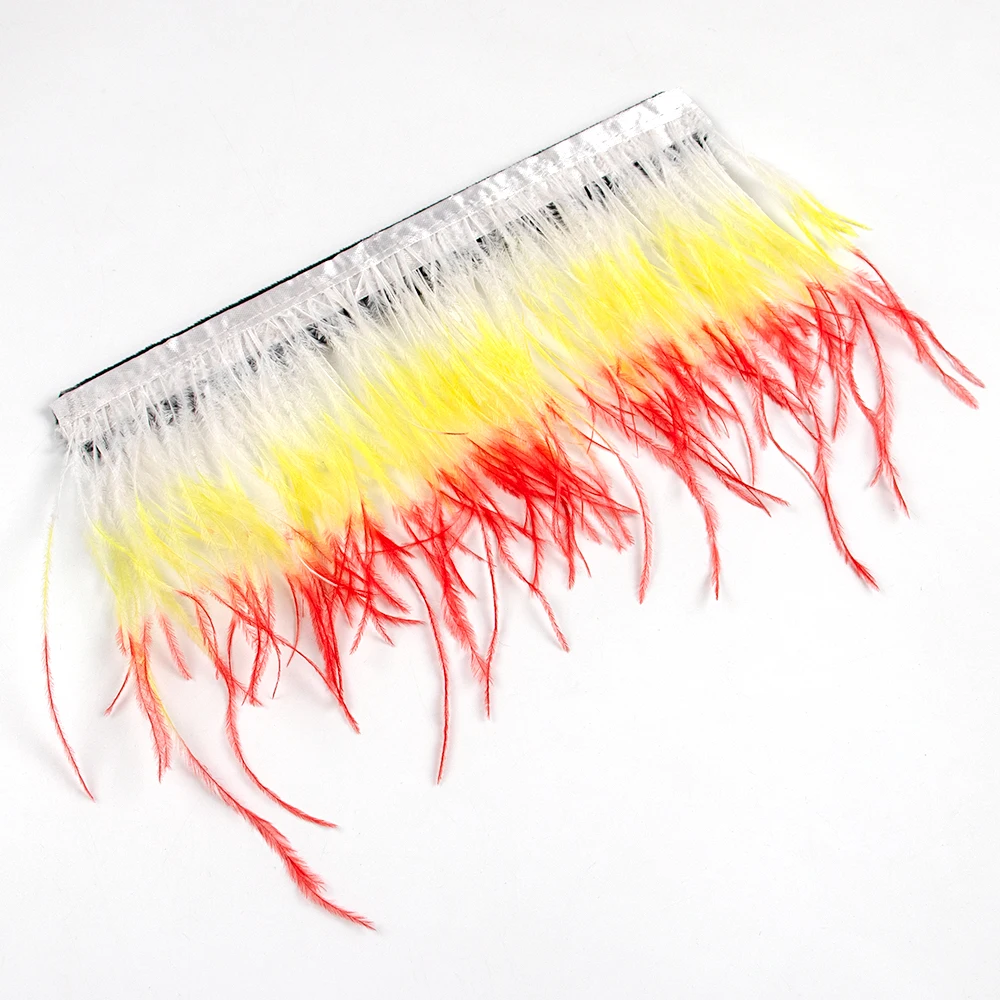 Gradient Tricolour Ostrich Feather Cuffs Snap on Wristband with Feathers Trim Elegant Sleeves Feathers Snap Bracelet Decorative