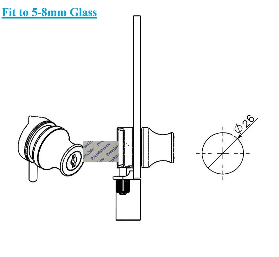 1Piece Zinc Cabinet Glass Door Lock With Retractable Barrel Bolt Latch Knob Different Alike Keys