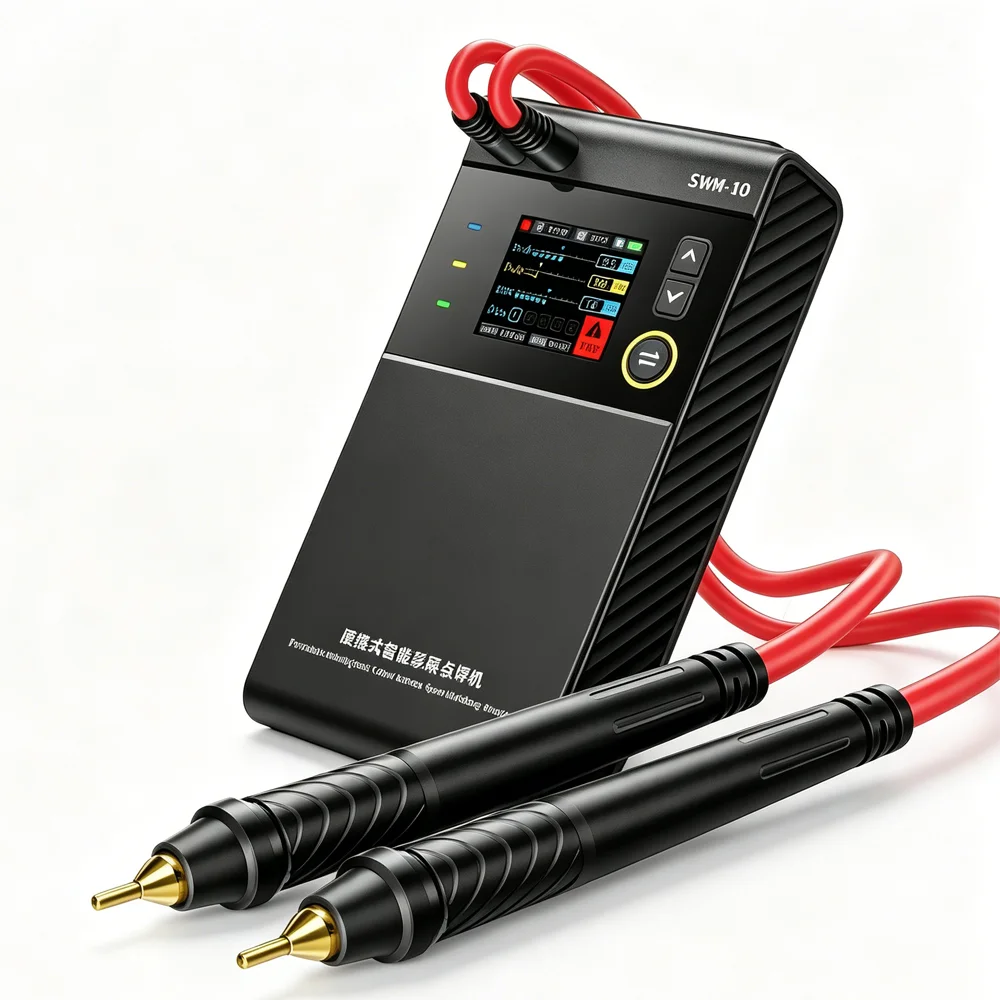 SWM-10 Tragbares Batterie-Punktschweißgerät mit Digitalanzeige 1200A Impuls-Punktschweißmaschine für 0,25mm 18650 Batteriepack Nickelstreifen DIY Mini-Reparatur-Schweißwerkzeug