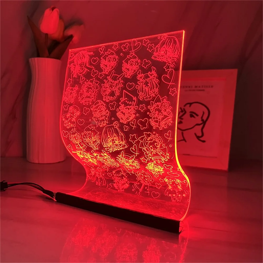 Led Scroll Lamp Kinderen Van Het Licht Acryl Nachtlampen Sfeer Sfeer Sfeer Licht Populaire Game Ip Art Decor Lamp 3/7 Kleuren Afstandsbediening