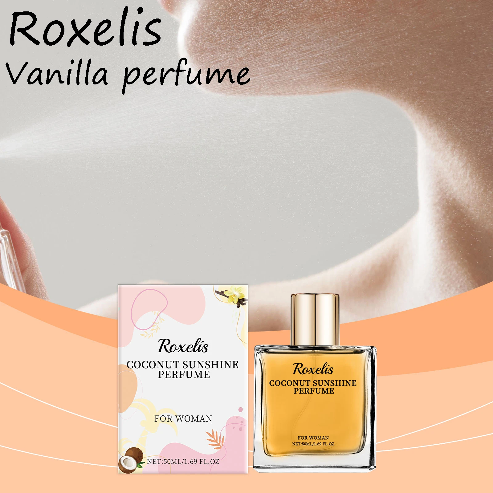 Roxelis Coconut Vanilla Perfume Natural Scent Pheromone Elegant Charming Lasting Fragrance Deodorant Dating Women Perfume