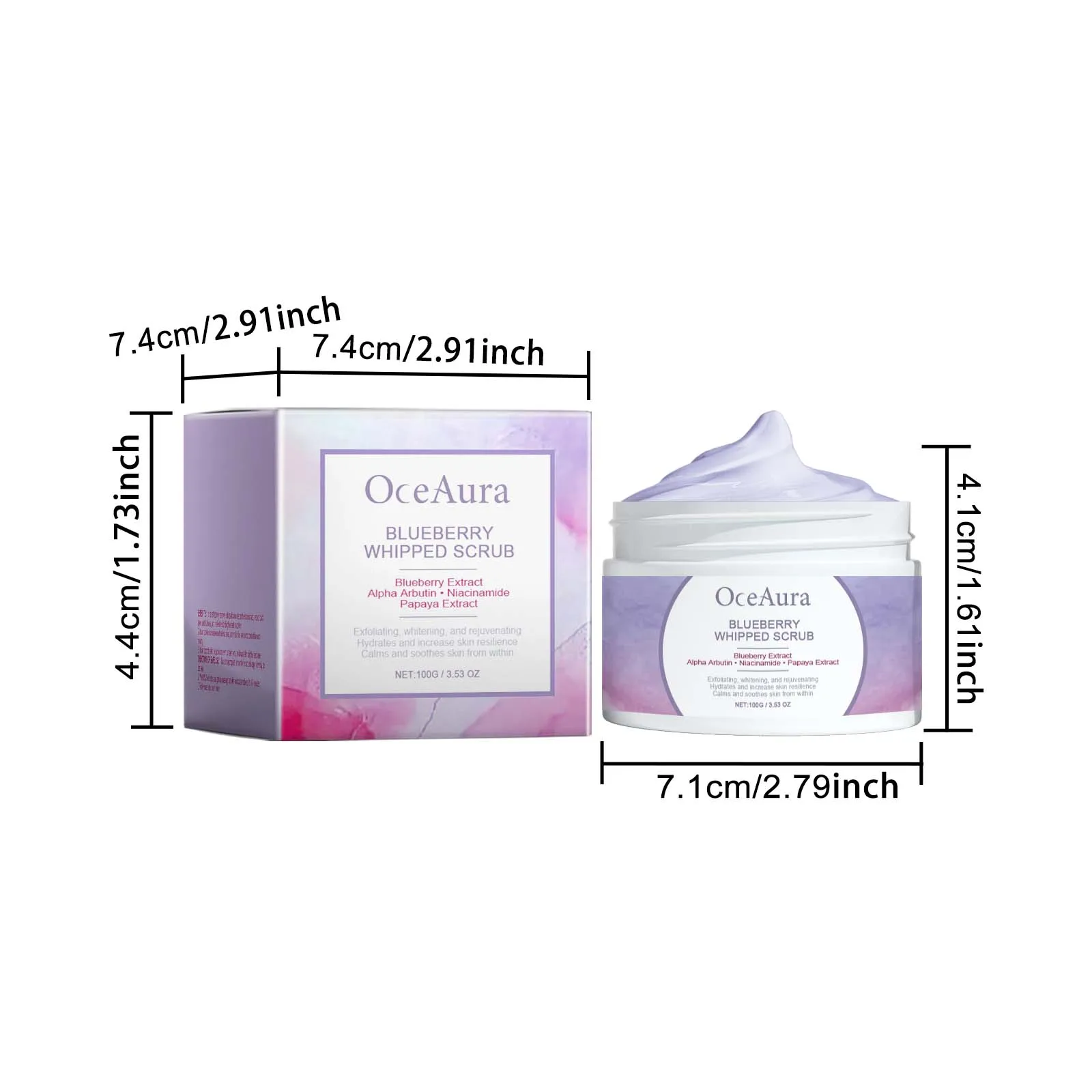Oceaura Crema Scrub Corpo Mirtillo Esfoliante Delicato Ridurre L'opacità Della Pelle Migliora La Rugosità Rimuovere La Pelle Morta Crema Scrub Corpo