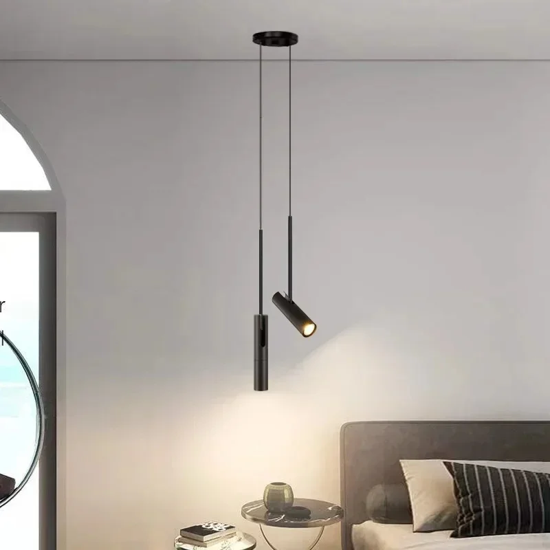 Nordic Zwarte LED Kroonluchter Hanglampen Slaapkamer Bedverlichting Decor Eetkamerarmatuur Hanglamp Verstelbare Hoek Lustres - afbeelding 2