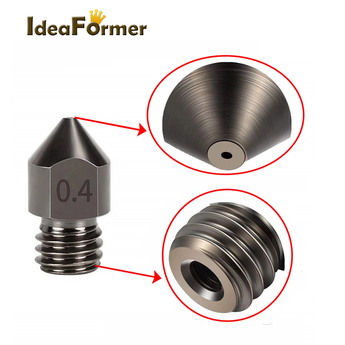 IdeaFormer MK7 MK8 Super Hard Steel Nozzle Mold Corrosion-Resistant Extruder M6 Threaded 1.75MM for Ender 3 CR10 Ender 3 PRO