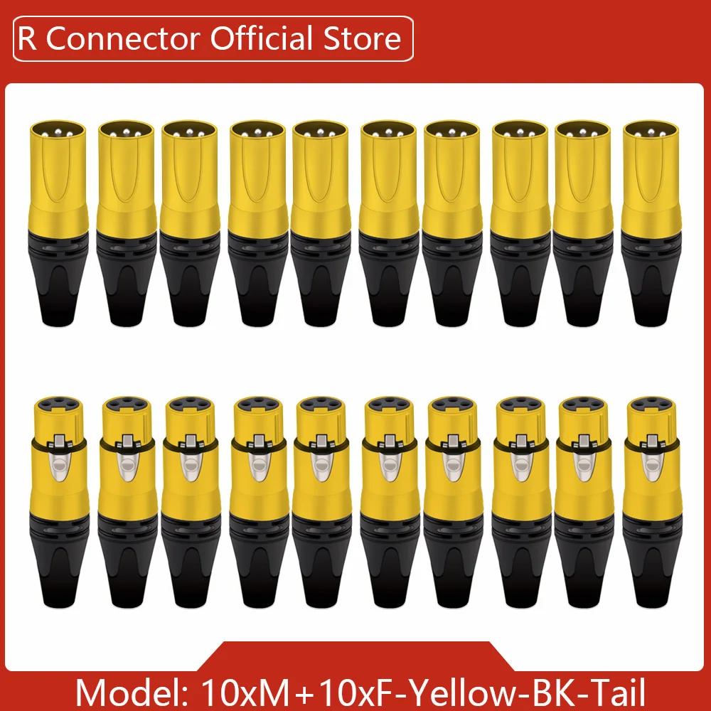 20 stücke/10 sätze Bunte 3Pin XLR Weibliche + Stecker 3 Pole XLR Buchse Mikrofon Stecker Kanone MIC Audio kabel Draht Anschlüsse 4