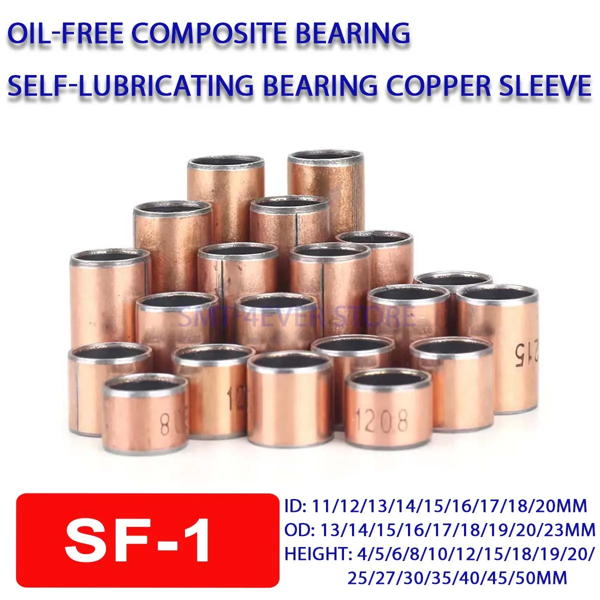 3/10Pcs 11/12/13/14/15/16/17/18/20mm SF-1 Oil-Free Composite Bearing Copper Sleeve Self-Lubricating Bearing Bushing OD 13-23mm