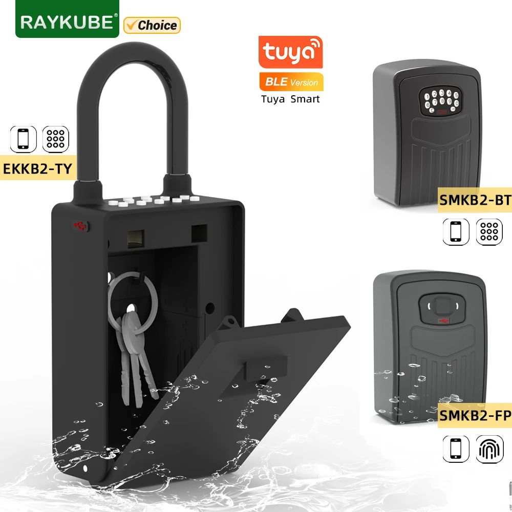 RAYKYBE Smart KeyBox Tuya Bluetooth Fingerprint Password Digitals Hard Aluminum Alloy Safe Waterproof Different Model