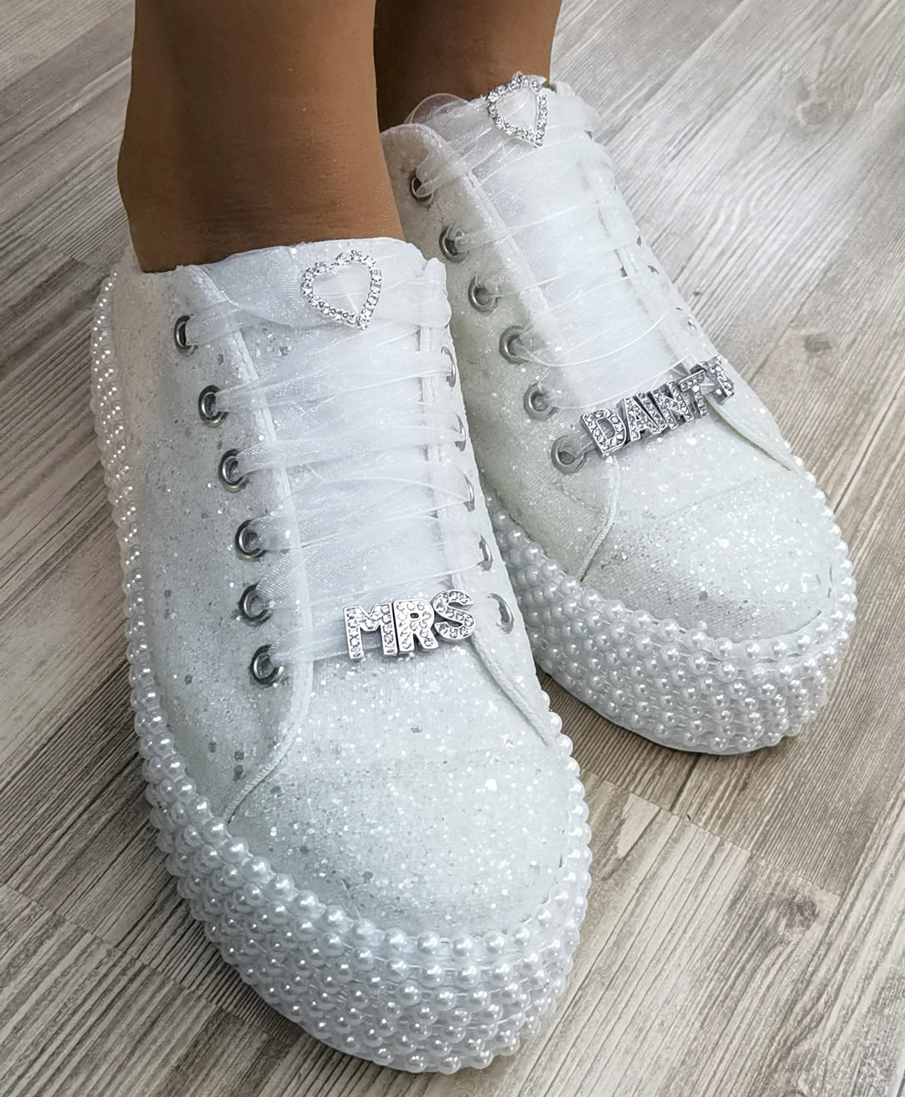 Bridal Shoes White Glitter 3 CM high Pearl application Customizable Bridal Shoes Party Shoes Gift Shoes