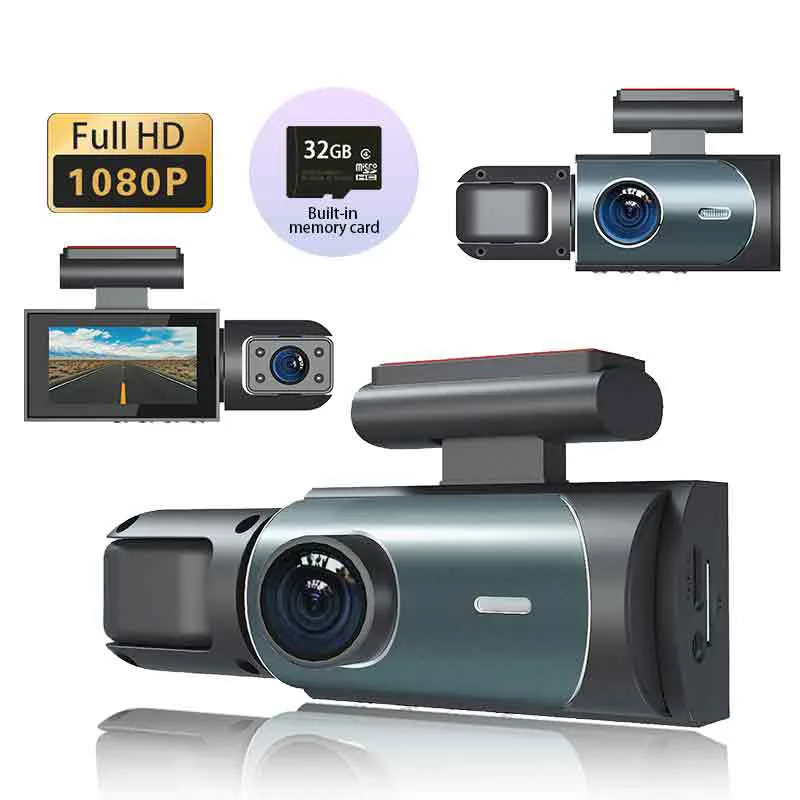 Kamera samochodowa z dwoma obiektywami (przód i tył) z kartą SD 32 GB i 3-calowym wyświetlaczem. Kamera samochodowa P Dashboard z noktowizorem