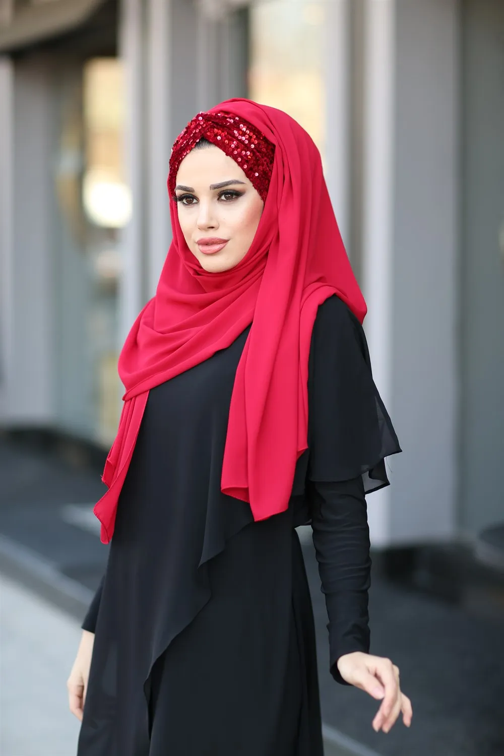 Hijab Turban Shawl Headscarf Female Head Voile Chiffon Foulard Muslim Clothing For Women Islamic Clothes Accessory Sequin  وشاح