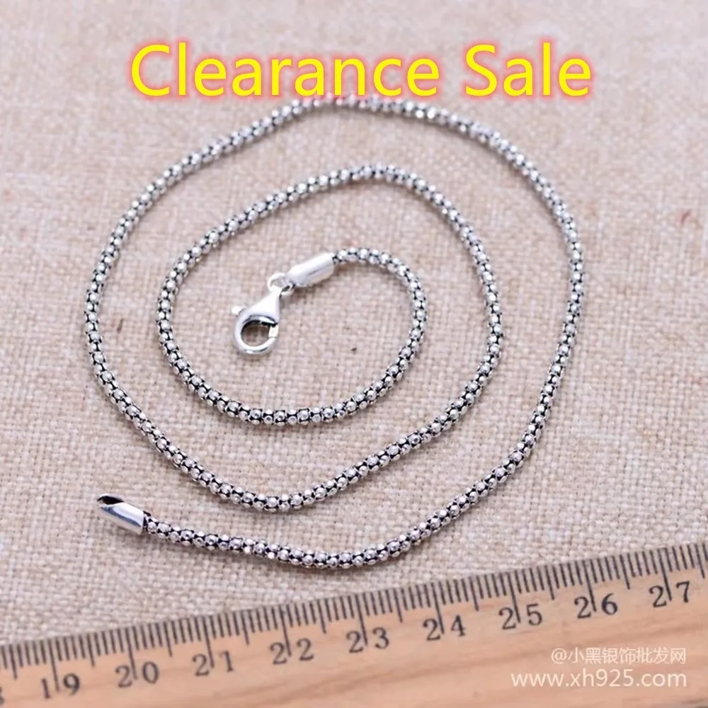 KJJEAXCMY Fine Jewelry 925 sterling Silver Thick 1.5mm Popcorn Chain Female Money