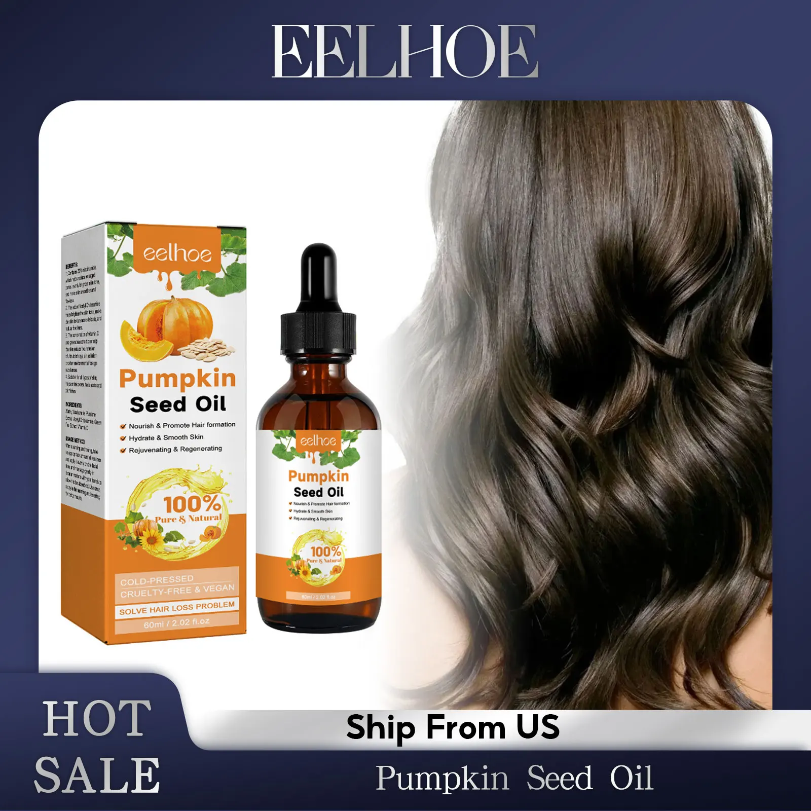 Pure Natural Pumpkin Seed Oil Moisturizes And Repairs Hair Roots Firms Smooth And Strong Hair Regrowth Care Essential Oil