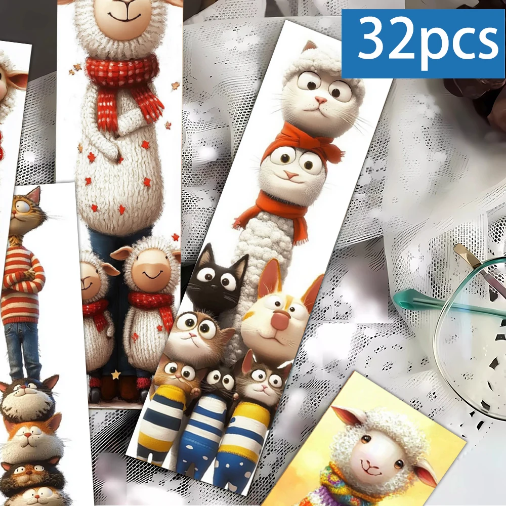 32pcs, cute little sheep bookmark, back-to-school season, Christmas, Halloween, suitable for teachers, readers, and birthdays.