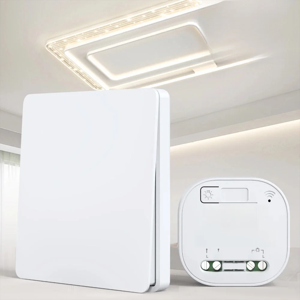 Lunzo RF 433 interrupteur sans fil auto-générant 1 gang aucune batterie requise interrupteur de lumière de télécommande étanche auto-alimenté