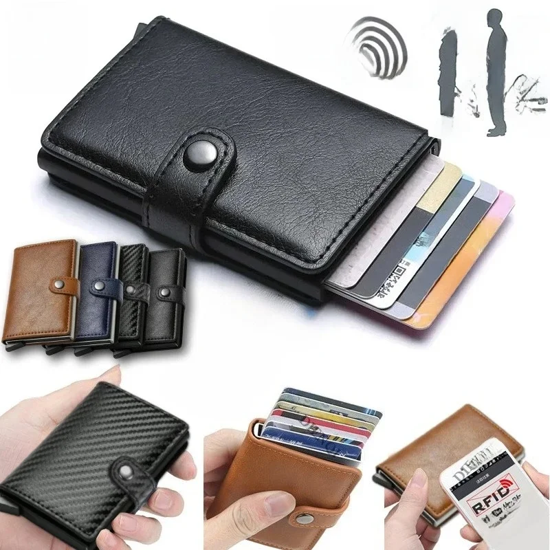 Rfid Bezoek Creditcardhouder Opslag Luxe Kleine Slimme Portemonnee Metalen Visitekaarthouder Case Dames Minimalistische Portemonnee voor Heren - afbeelding 2