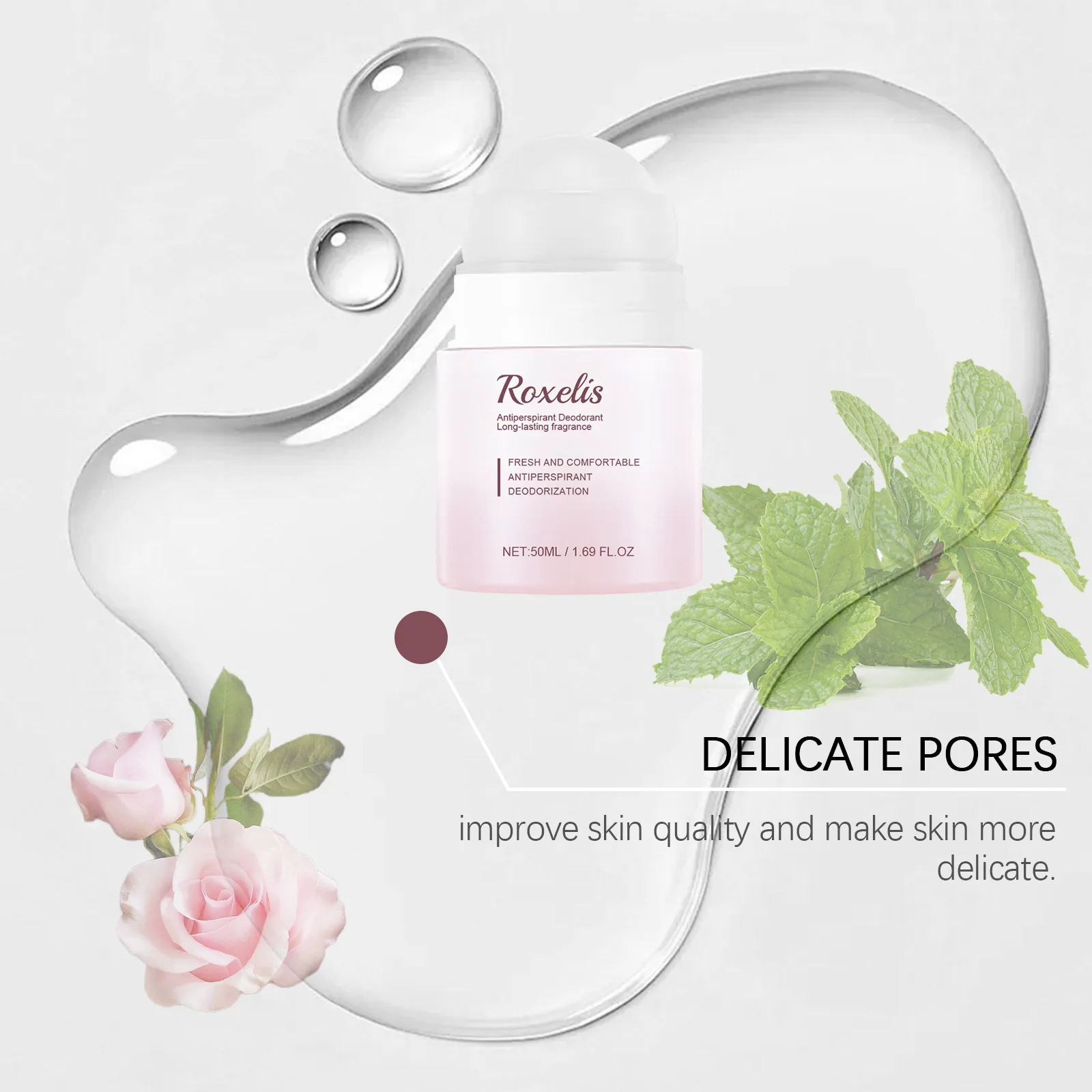 Roxelis 50ml Anti Sweat Deodorant Roller Ball Balm Refreshing Fragrance Underarm Armpit Body Remove Odor Antiperspirant Balm