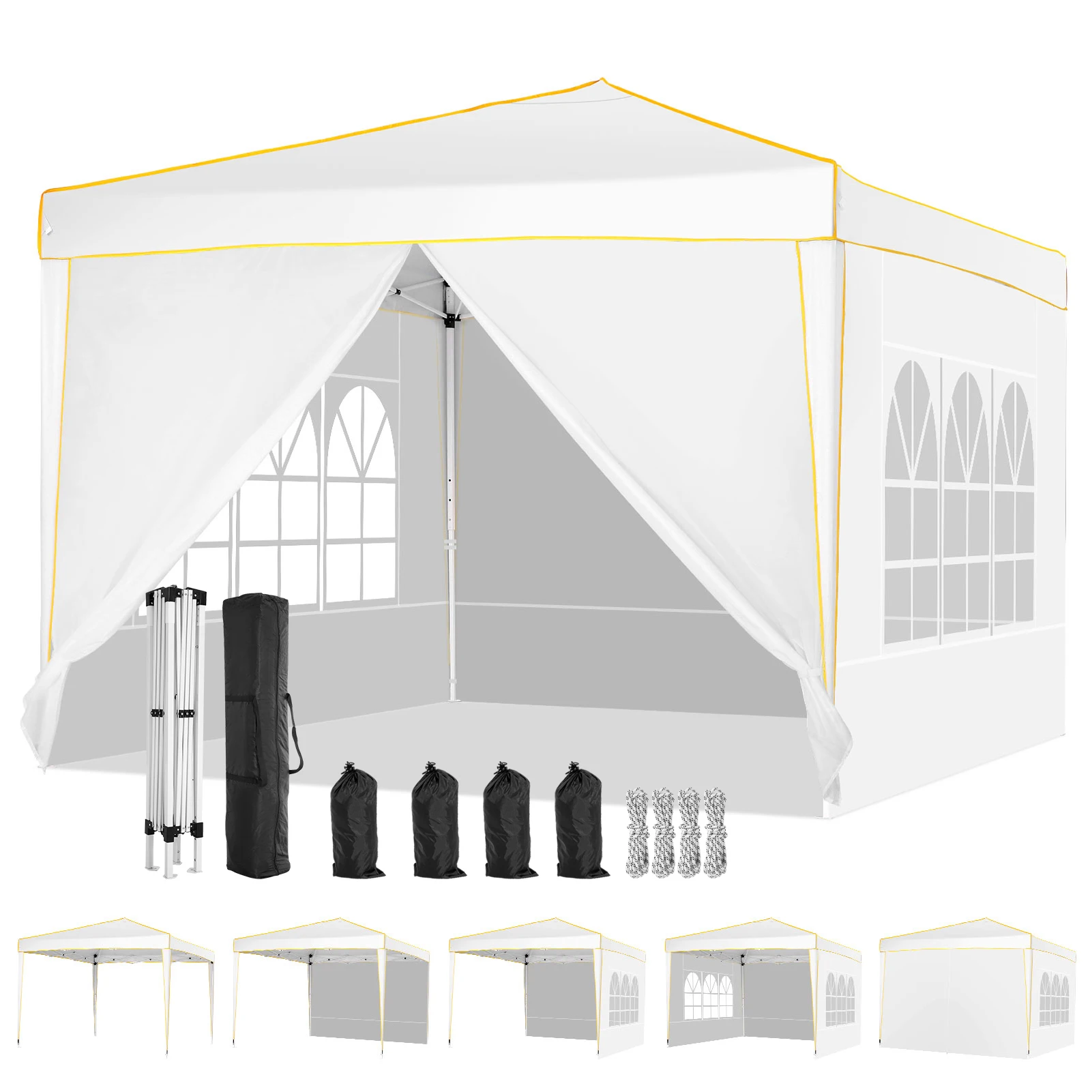 

Canopy 10x10FT Pop Up Canopy Party Tents for Parties Waterproof Outdoor Event Shelter with 4 Sidewalls and 4 Sandbags UV Protect