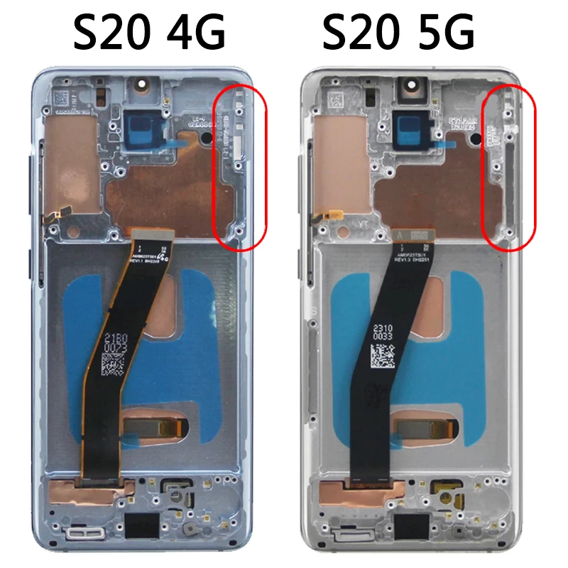 Super AMOLED For Samsung  S20 LCD G980F G981F Display Touch Screen Digitizer For S20+ S20 Plus LCD G986F G985F Frame