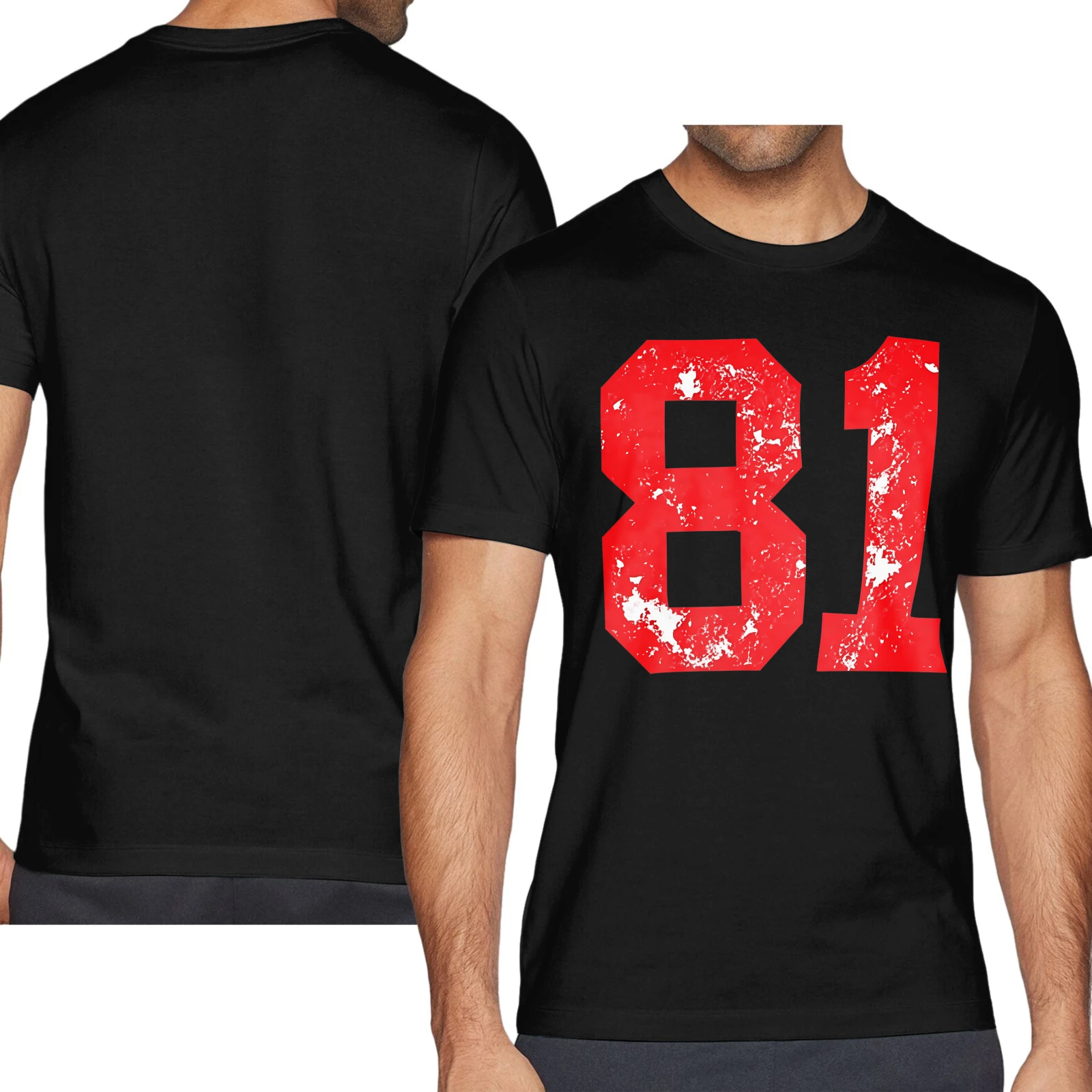 Herren Oversize-Rundhals-T-Shirt mit Distressed '81' Grafik – Weiches, atmungsaktives, leichtes Shirt für Freizeit und aktive Abenteuer, perfekt für urbanen Stil und Outdoor-Erlebnisse (1 Stück)