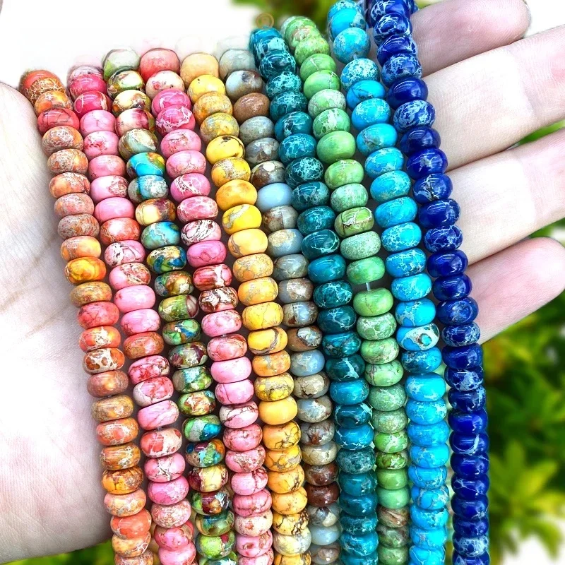 5x8MM Abacus Natuursteen Zeesediment Jasper Rondelle Losse Spacer Kralen voor Sieraden Maken DIY Armband bedels Accessoires - afbeelding 2