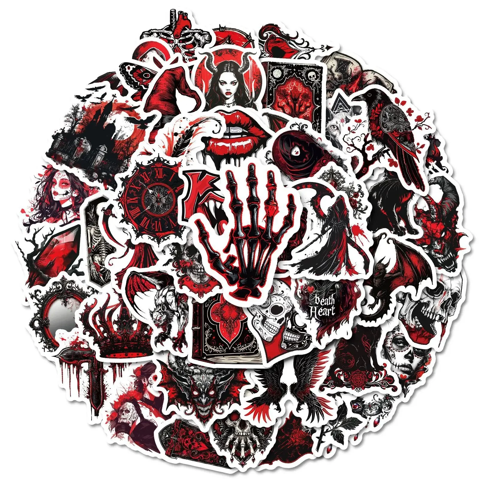 AliExpress GOGOTU 10/30/50PCS Gothic Stickers Red Black Skull Graffiti Sticker Scrapbook Luggage Laptop Phone Guitar Bike Skateboard Cartoon Decal