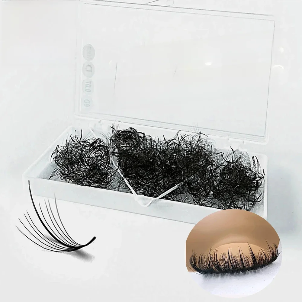 Extensions de cils en éventail préformés volume 5D 7D 9D, courbure C/D, base pointue, effet wispy, éventails lâches, pointes sandwich, faux cils