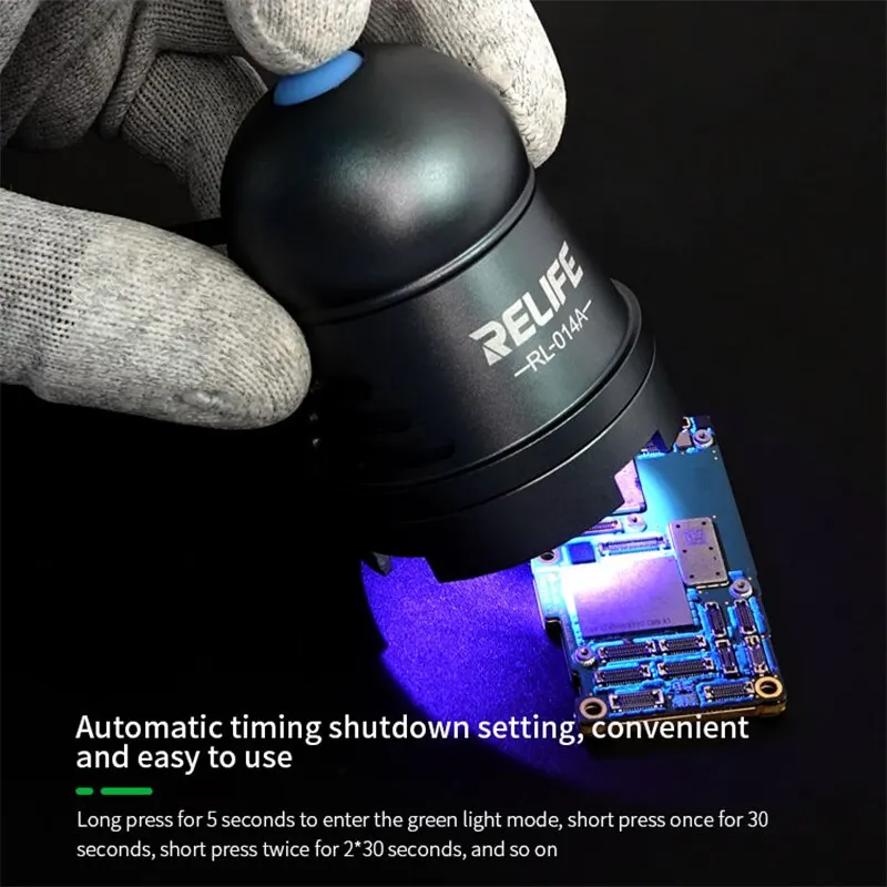 Relife RL-014A wydajna lampa USB utwardzana promieniami UV regulowany wyłącznik czasowy przenośny reflektor klej do koralików zielony olej narzędzie lecznicze — zdjęcie 6