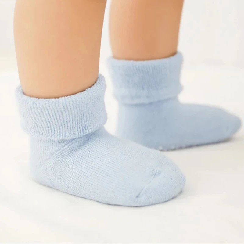 Winter Baby Socks New Lovely Soft Cotton Newborn Toddler Infant Kids Girls Boys Solid Non Slip Floor Socks Accessories 0-3Y