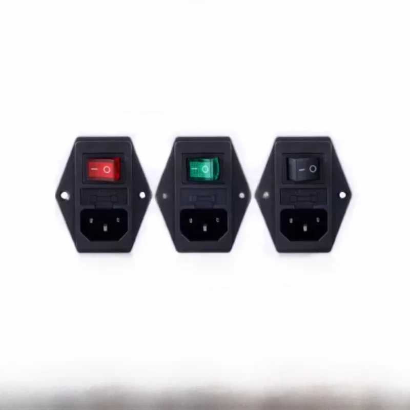 AC-08 AC01A z bezpiecznikiem 10A 250VWtyczka męska z przełącznikiemRocker Boat Switch4-pinowe gniazdo zasilania Triplex Pin z uchwytami mocującymi — zdjęcie produktu 7