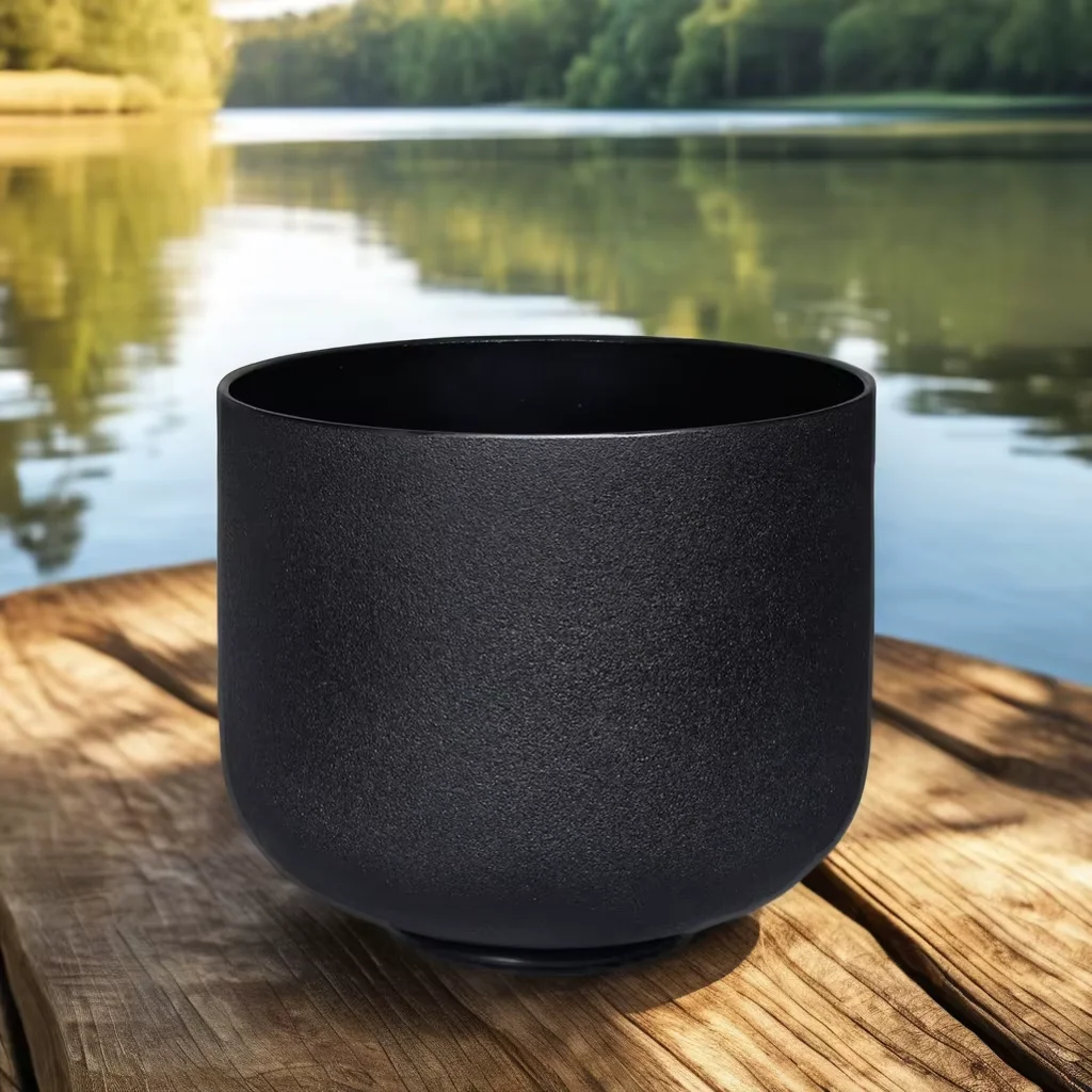 

8 Inch 432hz Note C Double Black Crystal Singing Bowl Frosted Quartz Sound Bowl