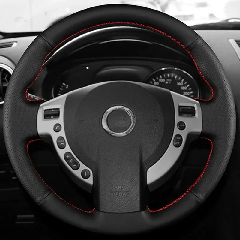 Pokrowiec na kierownicę samochodową ręcznie szyta czarna skóra z mikrofibry dla Nissan Qashqai J10 X-TRAIL NV200 Car-Styling 2009-2012 — zdjęcie 2