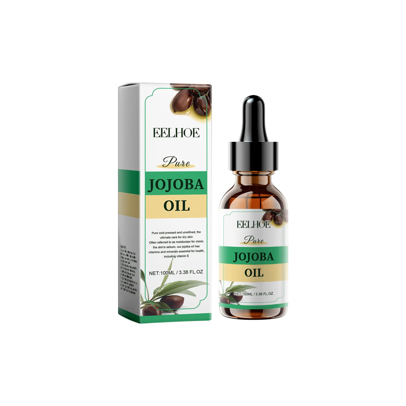 O óleo do Jojoba da vitamina E para o contorno facial, pele restaura, elasticidade, ilumina o tom da pele, reduz o embotamento, nutre o óleo orgânico