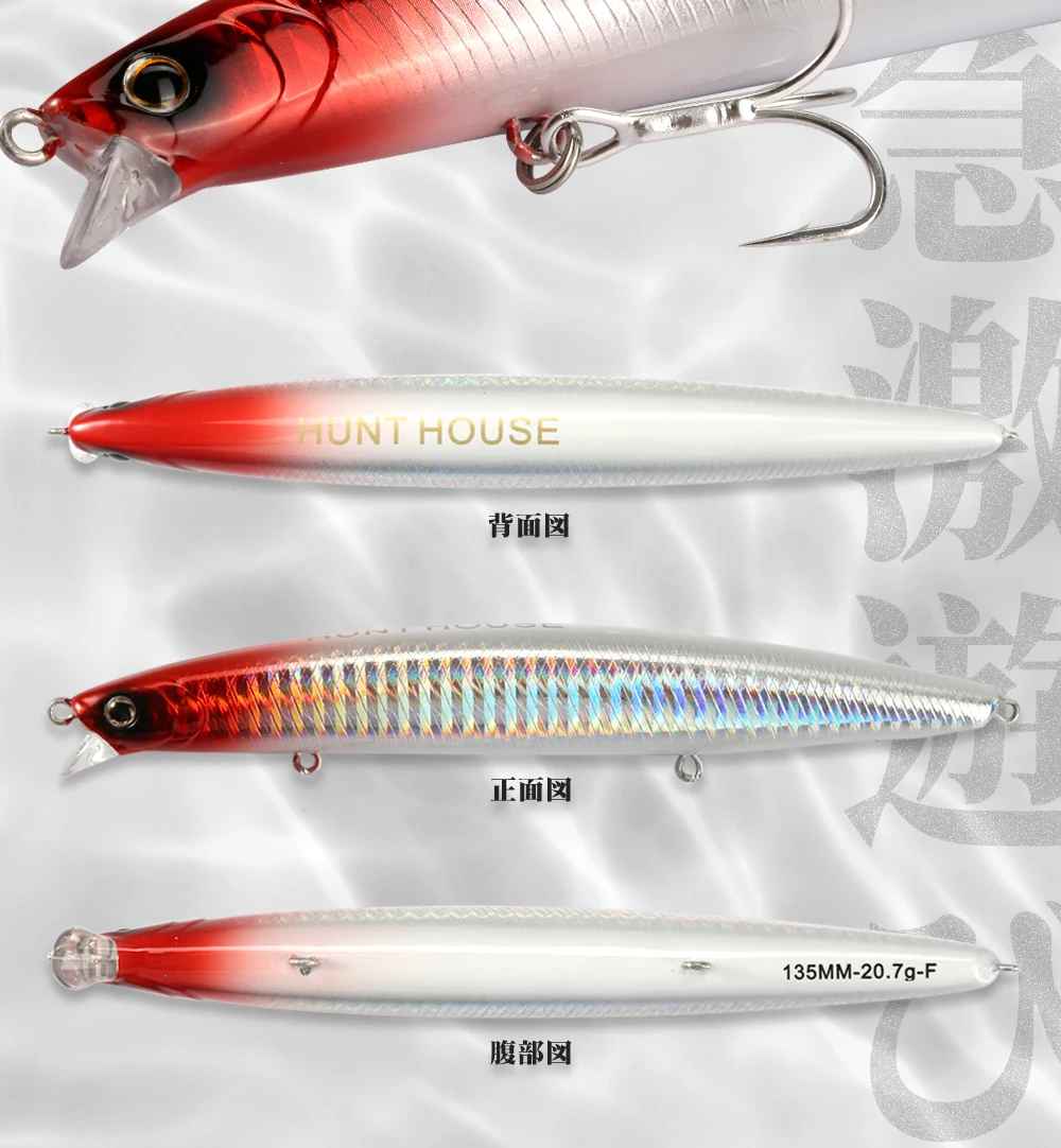Hunthouse Minnow Angelköder, 135 mm/21 g, Balance-Casting-System, schwimmende Wobbler für Barsch, Hecht, Forelle, Fischgerät – Detail 9