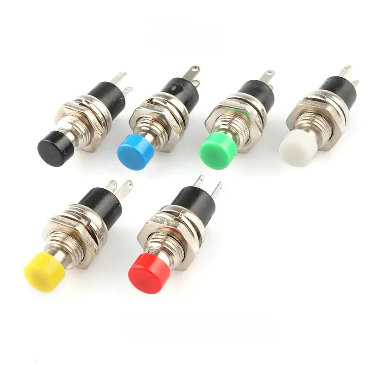 6 sztuk mały okrągły przycisk PBS-110/NO PBS-111/NC 2 stóp samoresetujący bez blokady przełącznik przyciskowy przełącznik 7MM miniaturowe mieszanie kolorów — zdjęcie 2