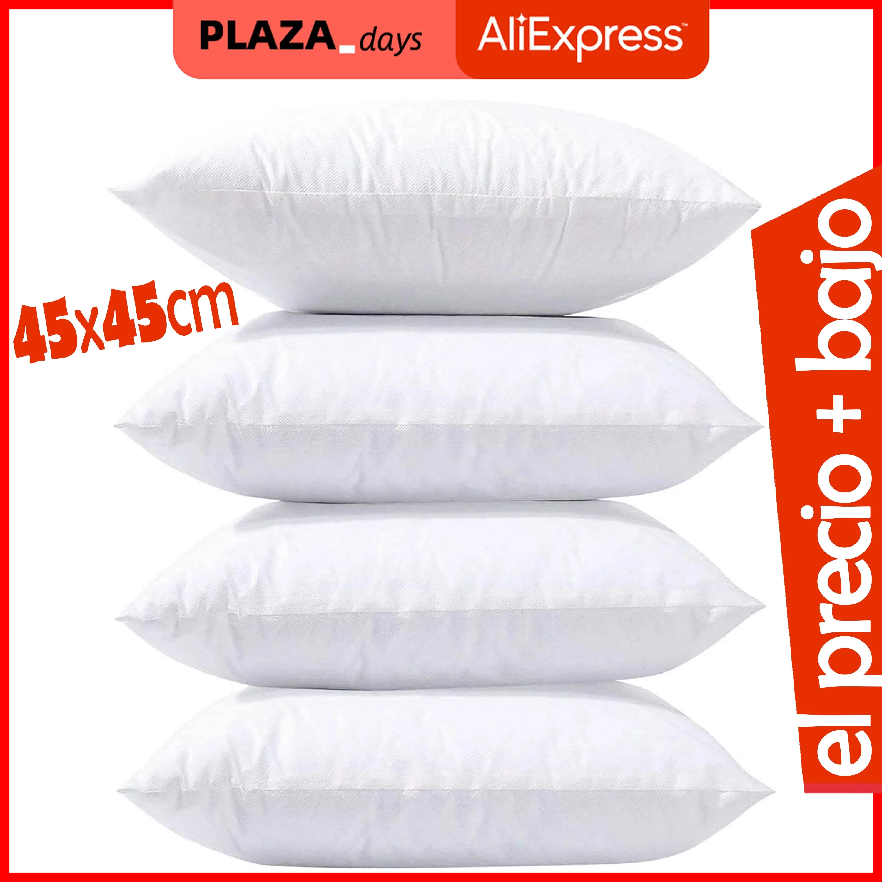 Relleno de Cojin 45 x 45 cm Pack de 2 4 6 8 10 12 uds EL PRECIO MAS BAJO para Silla Sofa Cama Antialérgico Lavable Transpirable Indeformable Anatómico en Fibra Hueca Made in Spain