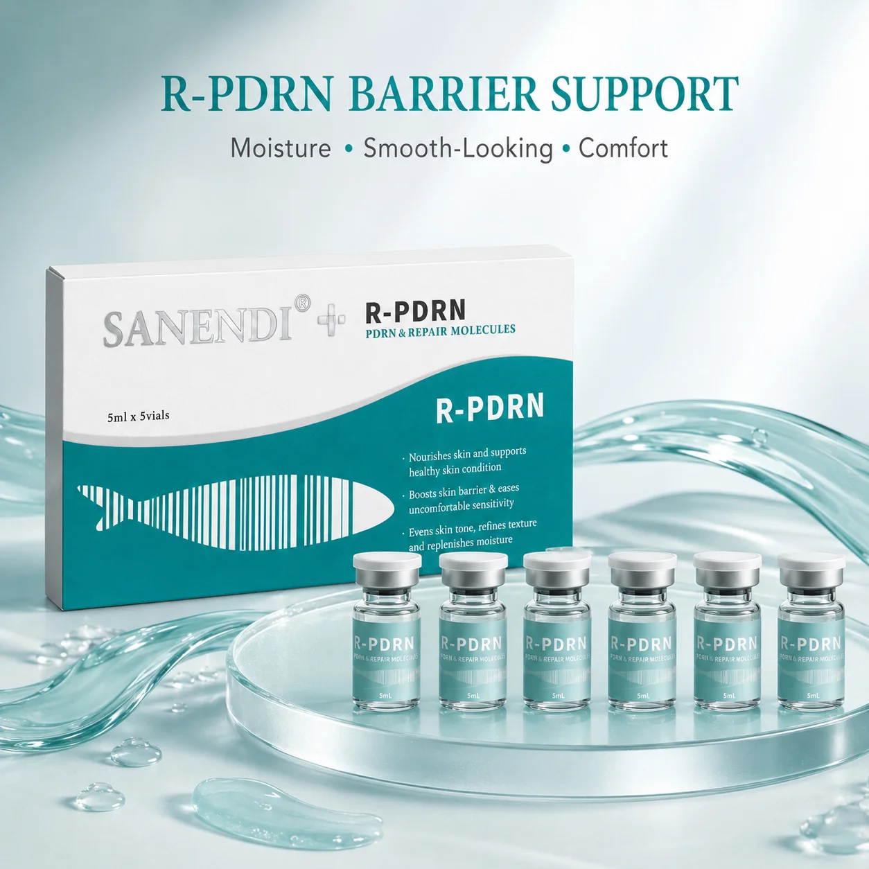 SANENDI PDRN Peptide Skin Barrier Support Serum Set, Soothing Hydrating Ampoules for Daily Facial Care