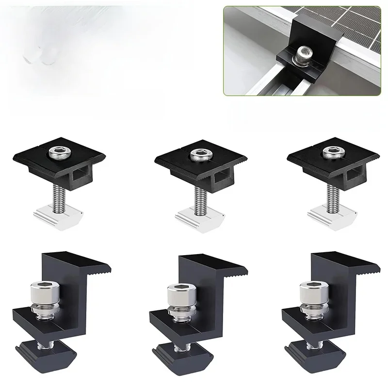 Zonnepaneel montage bevestigingsklem Verstelbare beugeluiteinde en middenklem PV-paneelclip voor zonnepaneel PV-systeem Installatieaccessoires - afbeelding 2