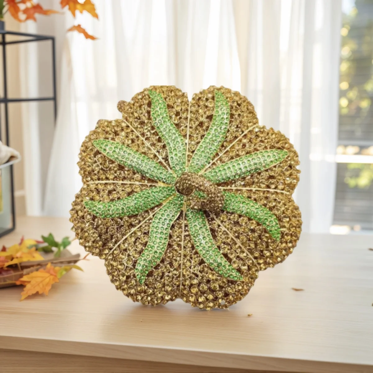 

Novelty Women Pumpkin Crystal Clutch Purse Dazzling Rhinestone Evening Party Bag Diamond Handbag for Prom Banquet Party