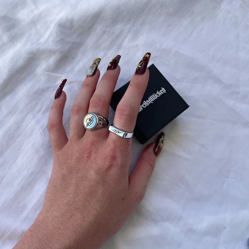 فاخر جودة عالية فضية اللون الفولاذ المقاوم للصدأ خواتم للمرأة رجل الديكور خنجر الحب جديد مجوهرات الوافدين اكسسوارات #6