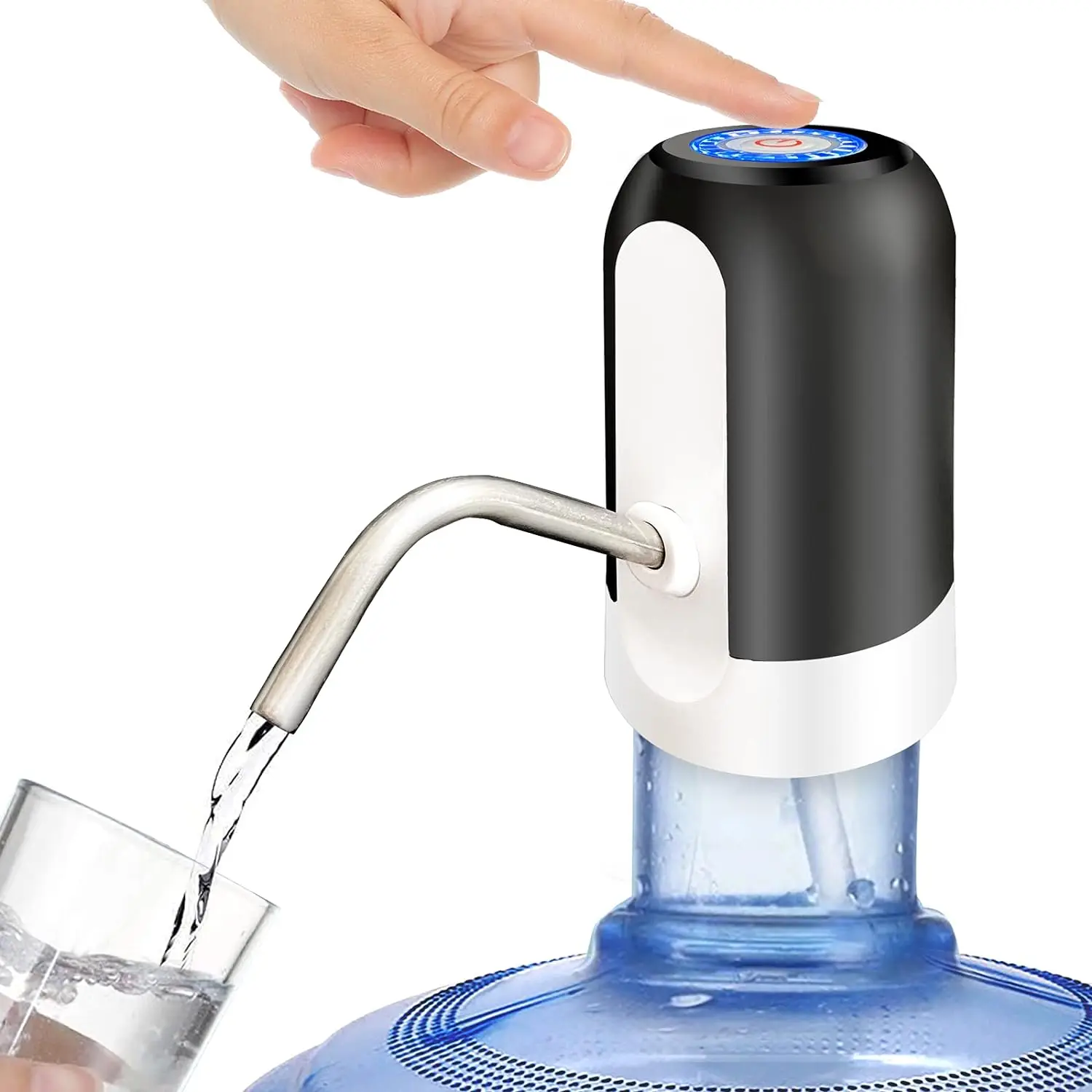 Automatic Water Dispenser, USB Rechargeable Bottle Drinking Water Radio Water Pump, Black