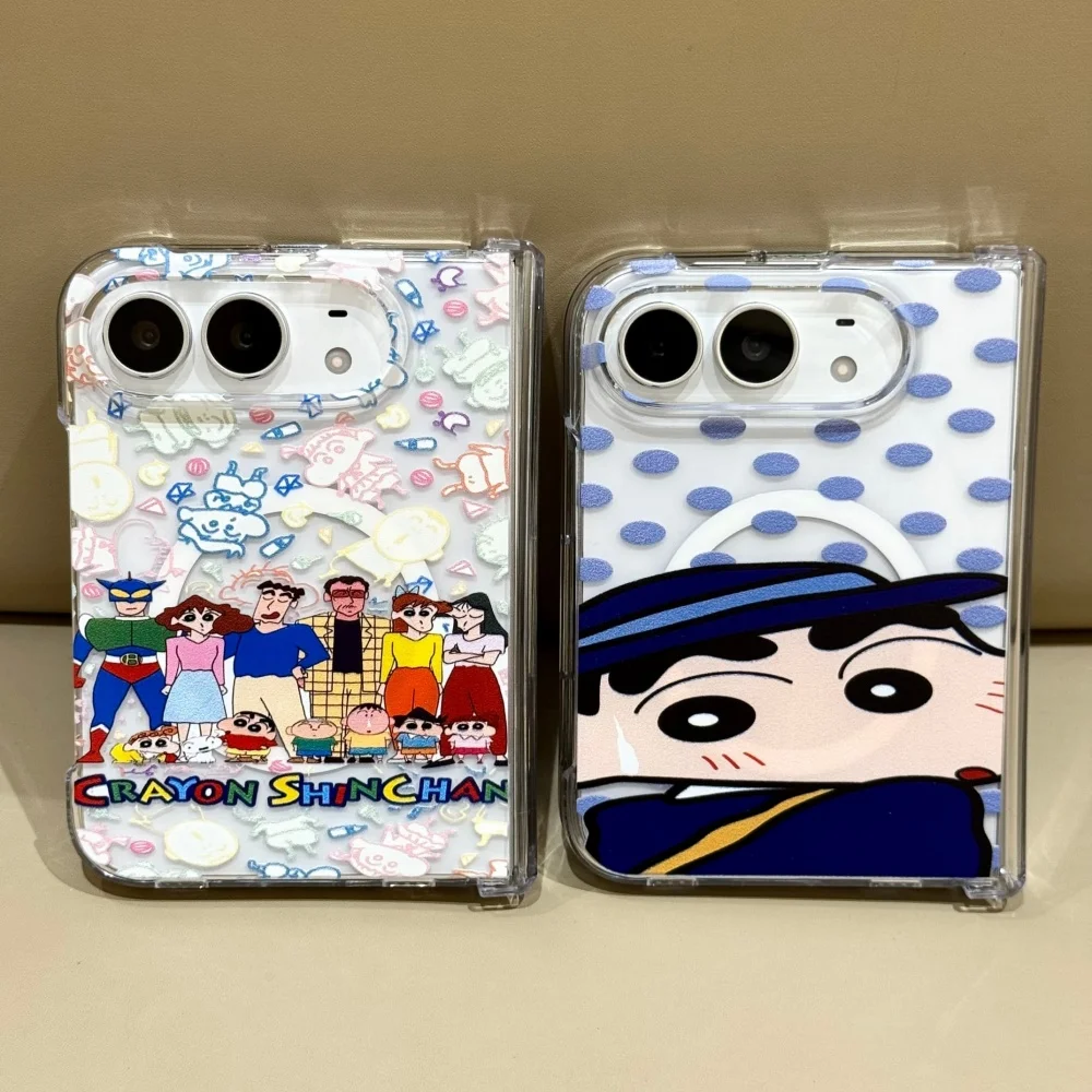Anime Cartoon Character Magnetic Phone Case for Apple iPhone Duo Cover Cute Anti-Fall Folding Protective Case with MagSafe Stand
