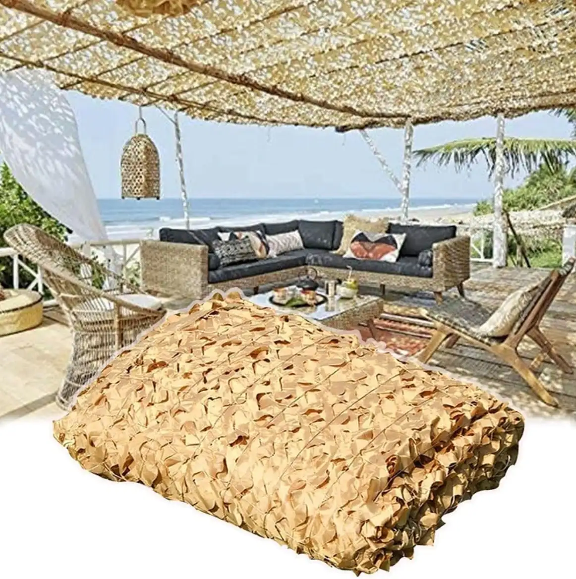 Toldo Rectangular Camuflaje 2×3m, Vela de Sombra Transpirable con Protección UV, Toldo Exterior Impermeable para Jardín, Terraza, Patio y Camping