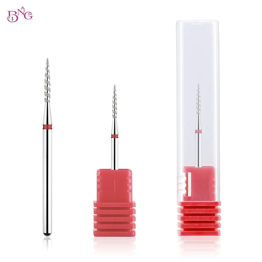 BNG Flame Cuticle Clean Nail Drill Bit Diamond Russian Diamond Nail Bits Dead Skin Nail Cleaner Akcesoria Narzędzia 1,4x9,6mm