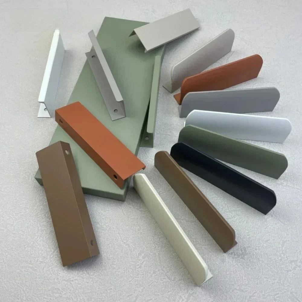 Morandi Color versteckter Griff für Möbel, Küchenschränke, Griffe aus Aluminiumlegierung, Schränke, Schränke, lange Griffe, Kommode, Schubladenknopf