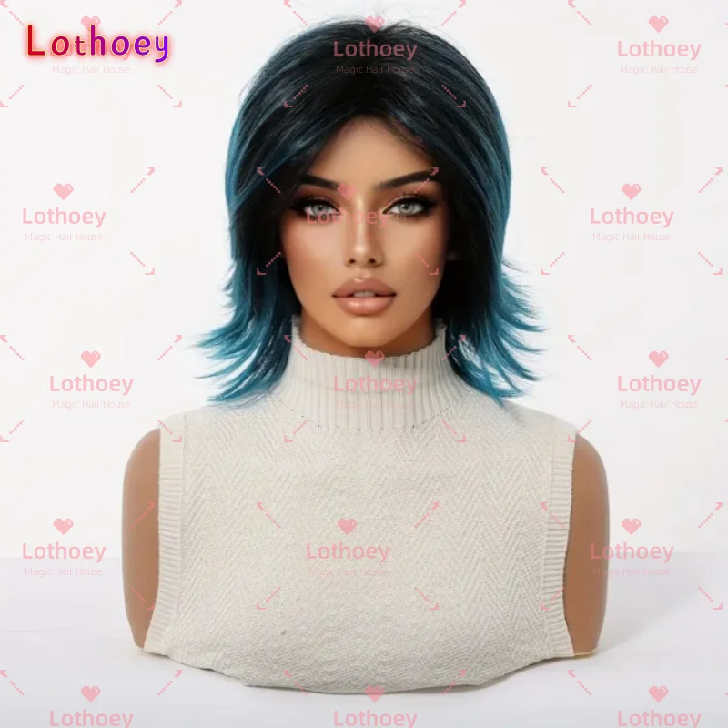 Волосы Человека, синие многослойные волосы эльфа, короткие волосы, женский парик Atlantis, синий, новый модный и популярный, в стиле интернет-знаменитостей, Suitab